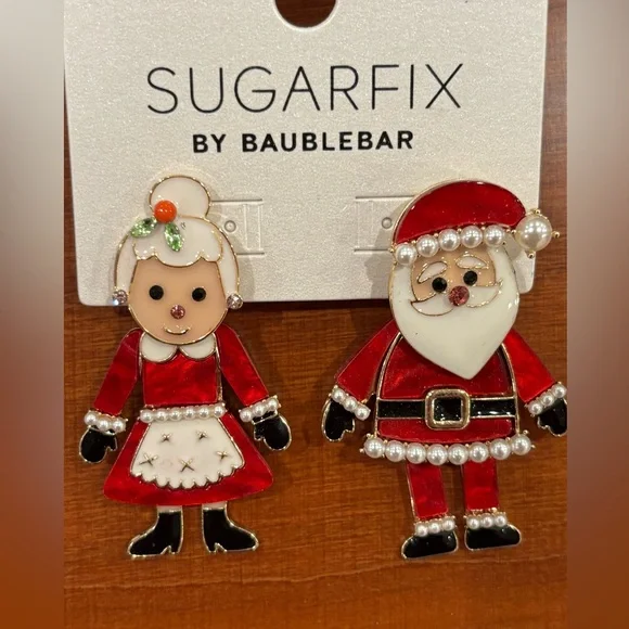 Sugarfix by Baublebar Santa and Mrs. Claus Dangle Sparkly Earrings - Picture 1 of 4